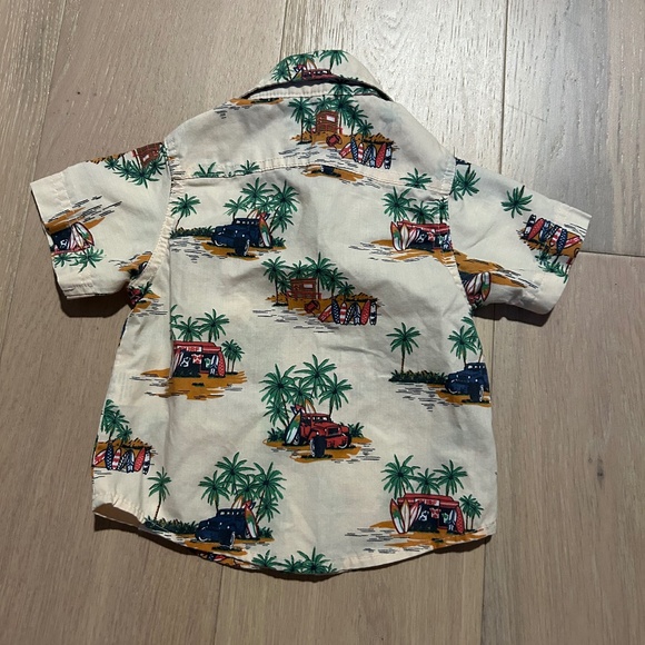 Free Planet Tan Surf Theme Button Down Shirt for Boys Size 12M Summer! - Picture 5 of 5
